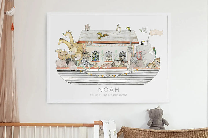 Picture "Noah's ark children" XL-Nursery art-Daisy & Bump-Blue Almonds-London-South Kensington