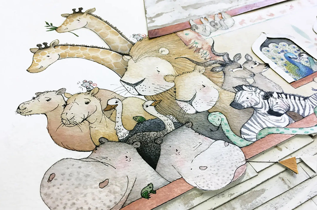 Picture "Noah's ark children" XL-Nursery art-Daisy & Bump-Blue Almonds-London-South Kensington