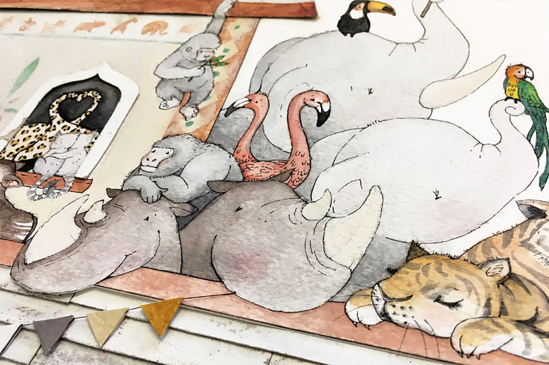 Picture "Noah's ark children" XL-Nursery art-Daisy & Bump-Blue Almonds-London-South Kensington