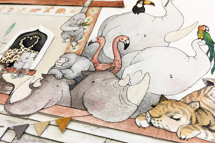 Picture "Noah's ark children" XL-Nursery art-Daisy & Bump-Blue Almonds-London-South Kensington