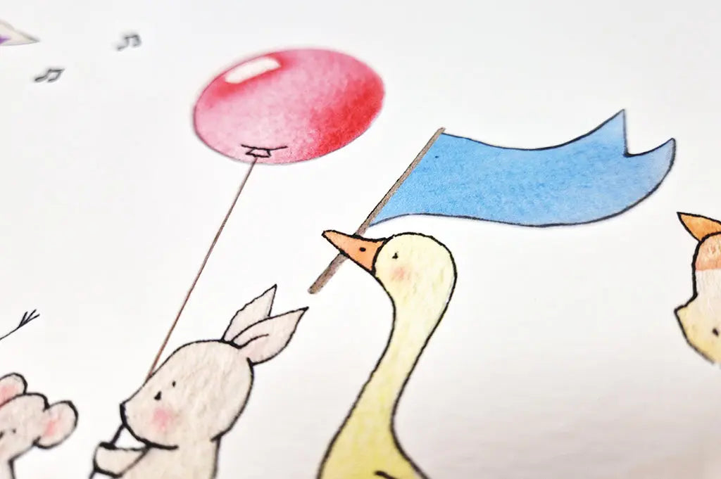 Picture "animals on parade" neutral-Nursery art-Daisy & Bump-Blue Almonds-London-South Kensington