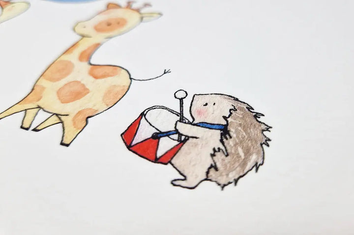 Picture "animals on parade" neutral-Nursery art-Daisy & Bump-Blue Almonds-London-South Kensington