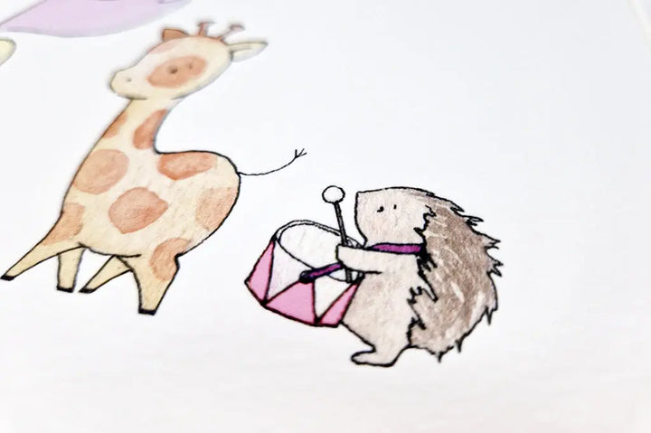 Picture "animals on parade" pink-Nursery art-Daisy & Bump-Blue Almonds-London-South Kensington