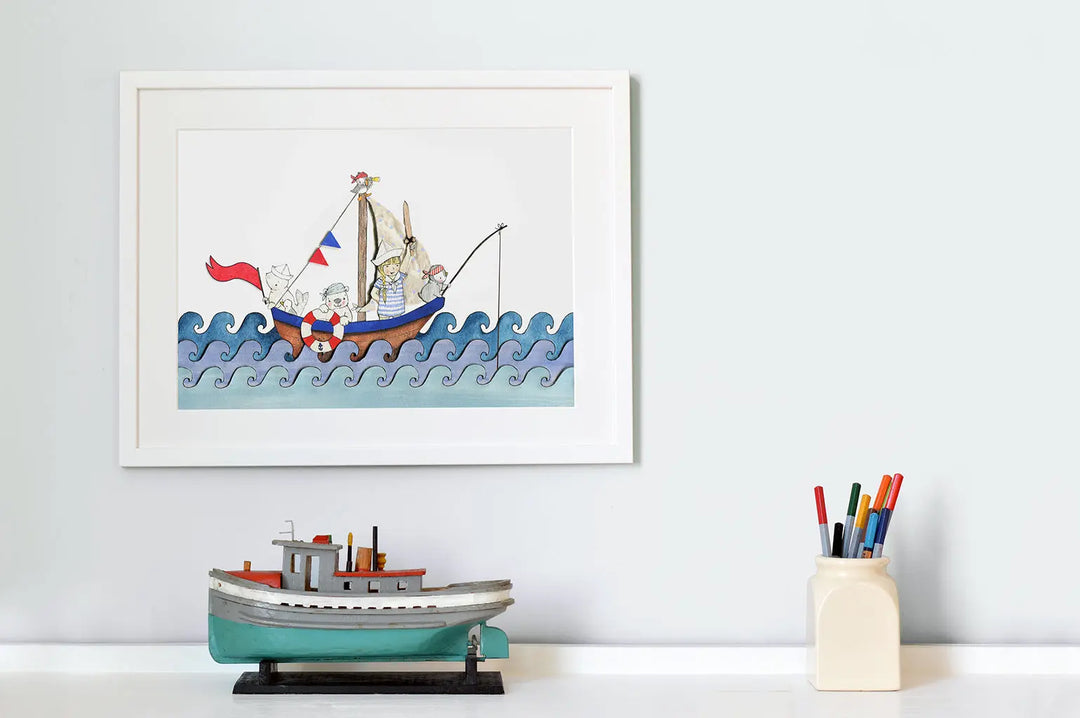 Picture "boat at sea"-Nursery art-Daisy & Bump-Blue Almonds-London-South Kensington