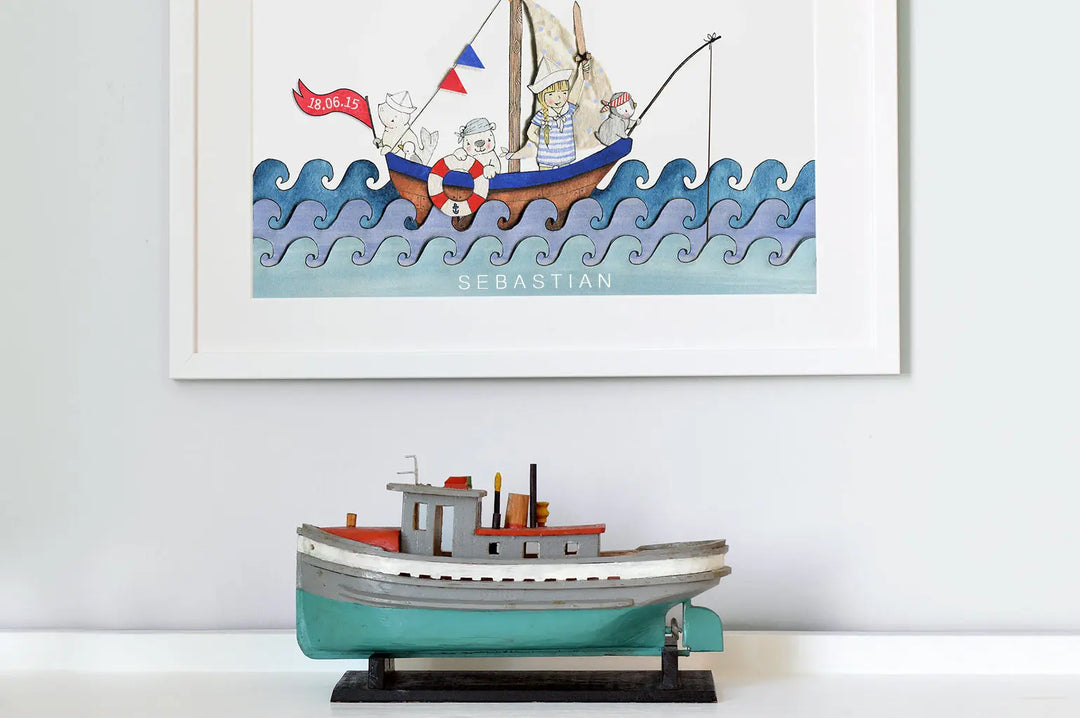 Picture "boat at sea"-Nursery art-Daisy & Bump-Blue Almonds-London-South Kensington