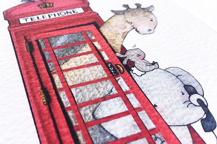 Picture "british telephone box"-Nursery art-Daisy & Bump-Blue Almonds-London-South Kensington