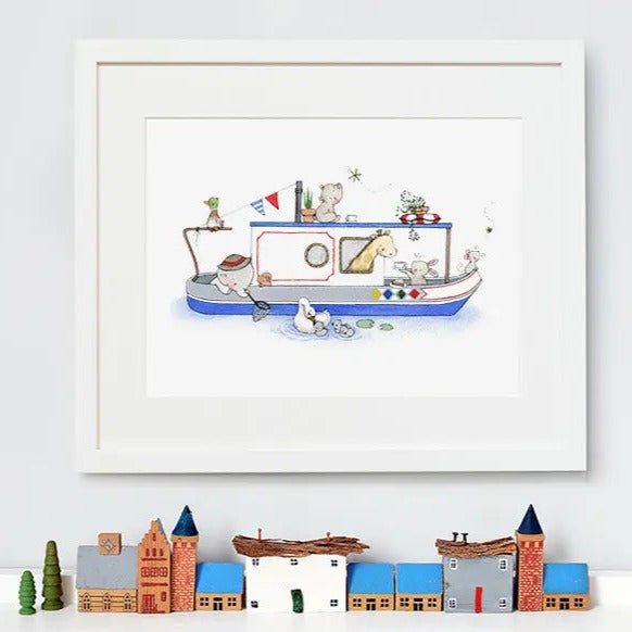 Picture "canal boat"-Nursery art-Daisy & Bump-Blue Almonds-London-South Kensington