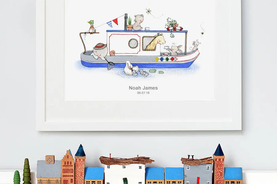Picture "canal boat"-Nursery art-Daisy & Bump-Blue Almonds-London-South Kensington