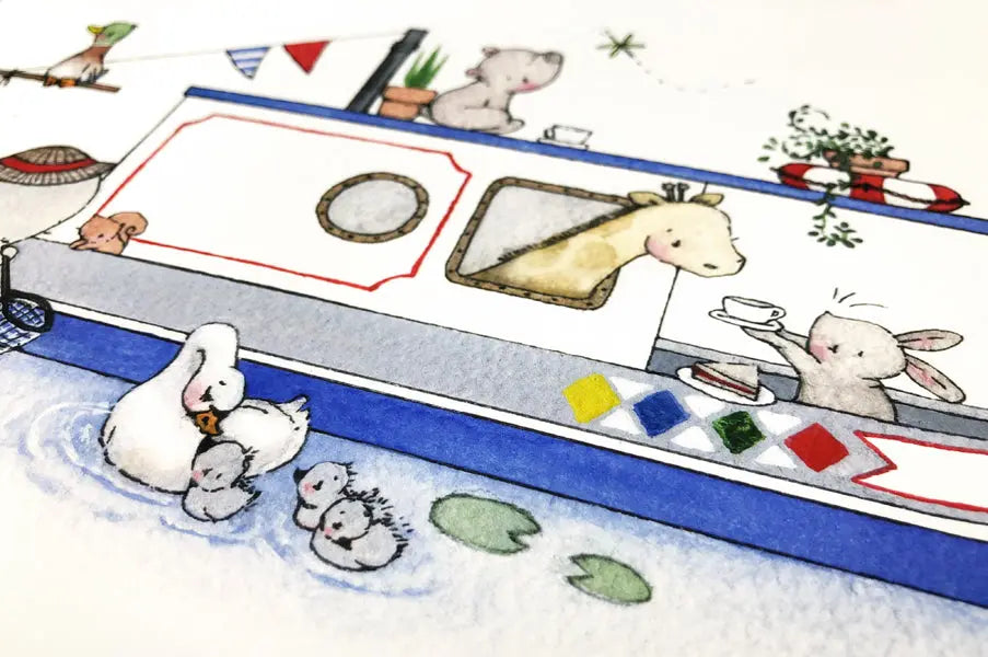 Picture "canal boat"-Nursery art-Daisy & Bump-Blue Almonds-London-South Kensington