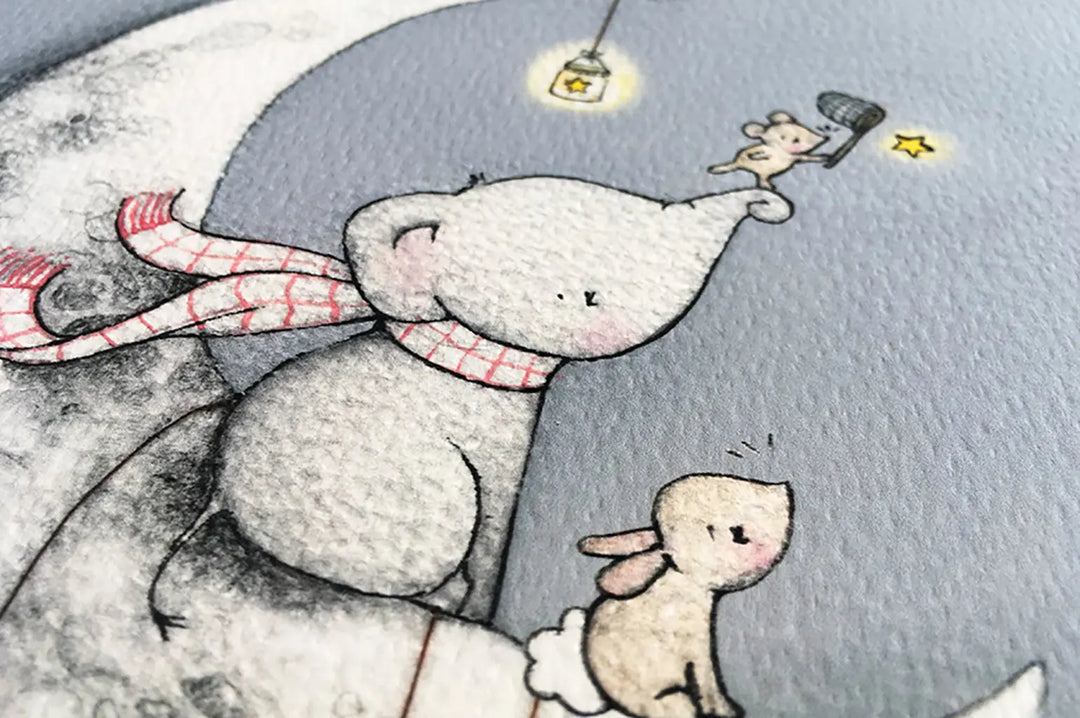 Picture "catching stars"-Nursery art-Daisy & Bump-Blue Almonds-London-South Kensington