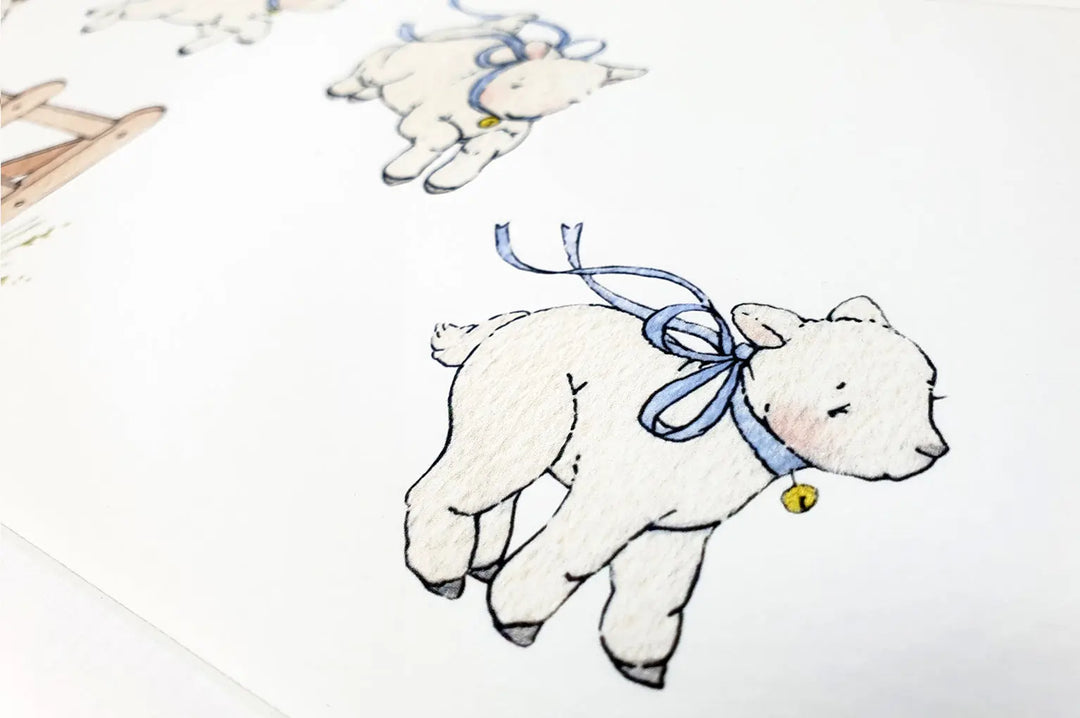 Picture "counting sheep"-Nursery art-Daisy & Bump-Blue Almonds-London-South Kensington