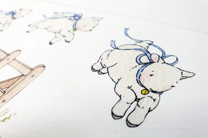 Picture "counting sheep"-Nursery art-Daisy & Bump-Blue Almonds-London-South Kensington