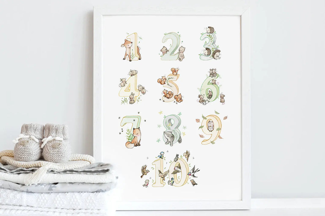 Blue Almonds Ltd Picture "counting to ten" woodland number picture Daisy & Bump