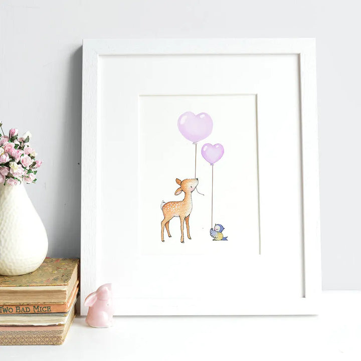 Picture "deer and bluebird"-Nursery art-Daisy & Bump-Blue Almonds-London-South Kensington
