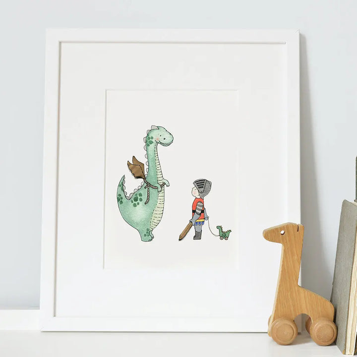 Picture "dinosaur who wanted to be a dragon"-Nursery art-Daisy & Bump-Blue Almonds-London-South Kensington