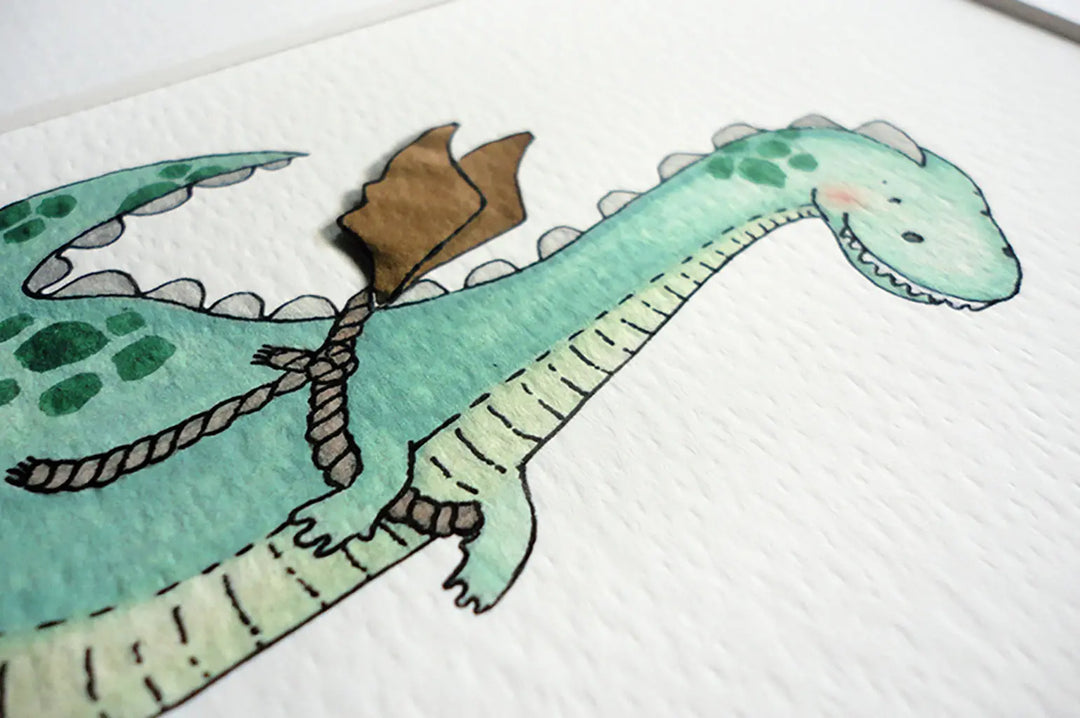 Picture "dinosaur who wanted to be a dragon"-Nursery art-Daisy & Bump-Blue Almonds-London-South Kensington