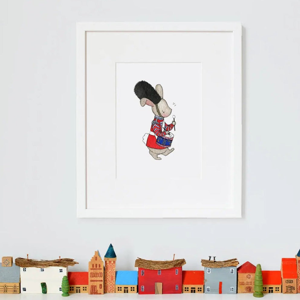 Picture "drummer hare"-Nursery art-Daisy & Bump-Blue Almonds-London-South Kensington