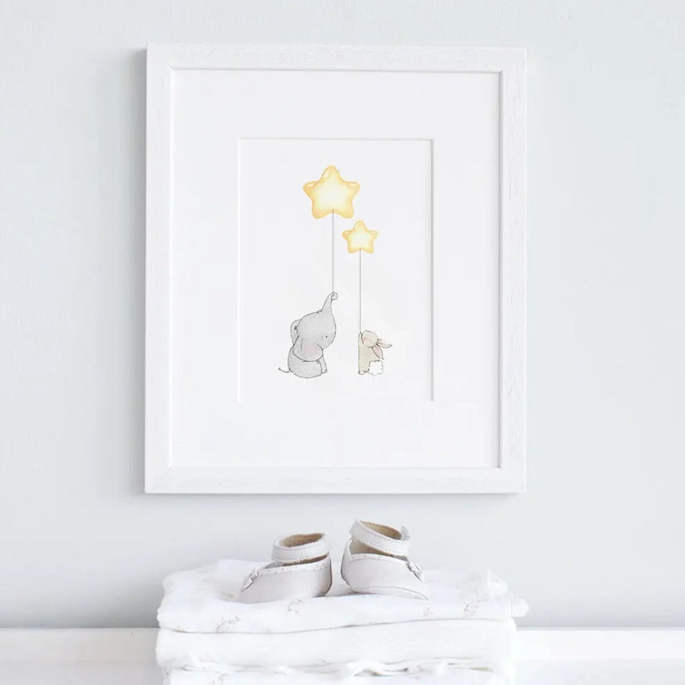 Picture "elephant & bunny best friends" stars-Nursery art-Daisy & Bump-Blue Almonds-London-South Kensington
