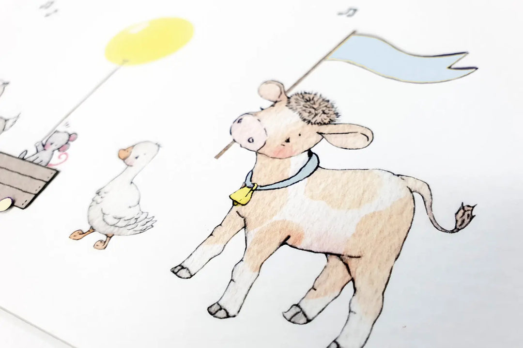 Picture "farm animal parade"-Nursery art-Daisy & Bump-Blue Almonds-London-South Kensington