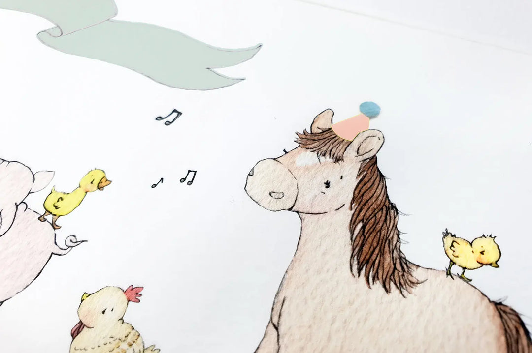 Picture "farm animal parade"-Nursery art-Daisy & Bump-Blue Almonds-London-South Kensington