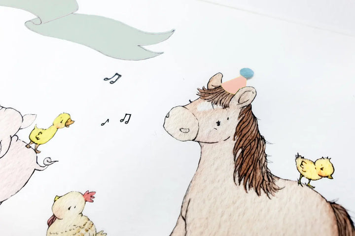 Picture "farm animal parade"-Nursery art-Daisy & Bump-Blue Almonds-London-South Kensington