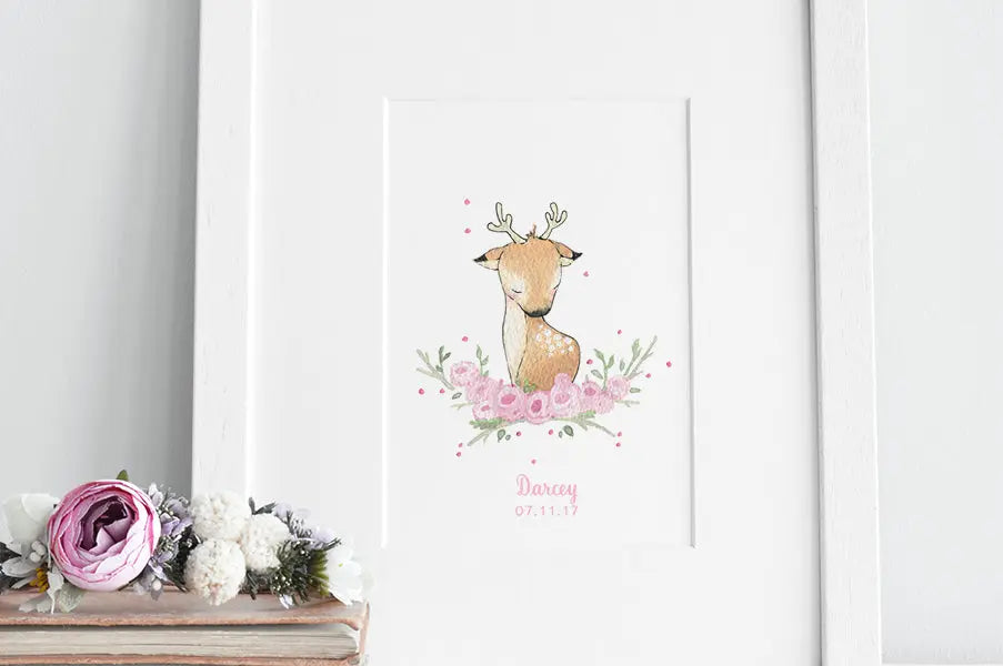 Picture "floral deer"-Nursery art-Daisy & Bump-Blue Almonds-London-South Kensington