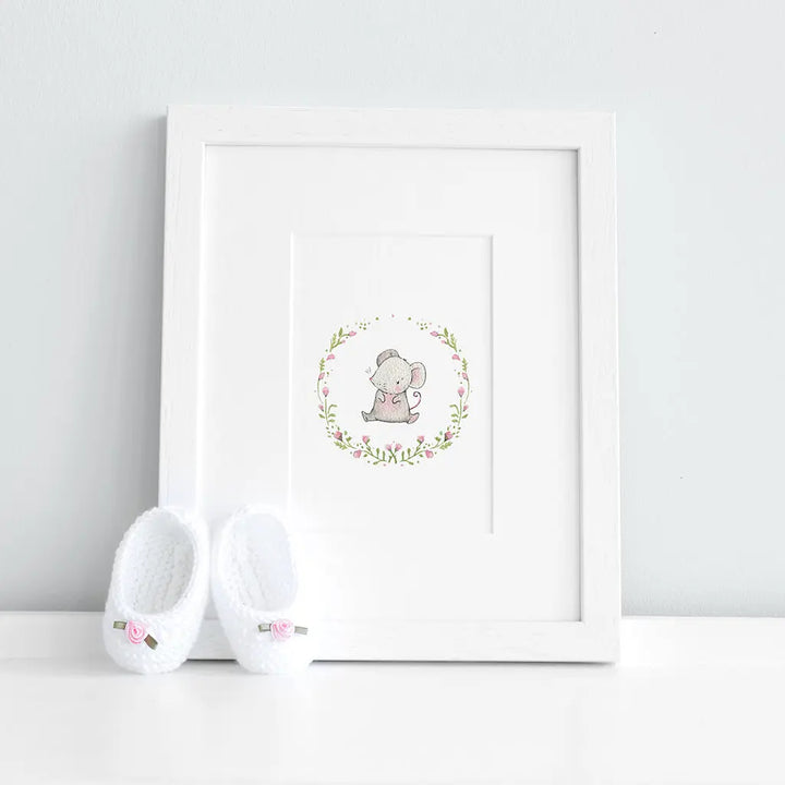 Picture "floral mouse"-Nursery art-Daisy & Bump-Blue Almonds-London-South Kensington
