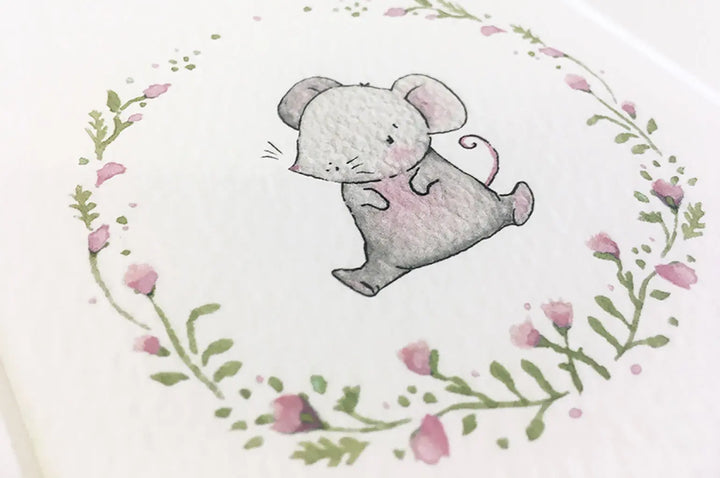 Picture "floral mouse"-Nursery art-Daisy & Bump-Blue Almonds-London-South Kensington