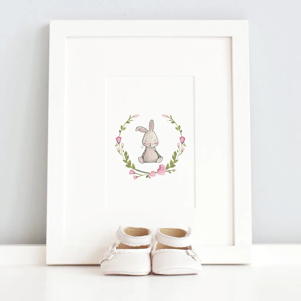 Picture "floral rabbit"-Nursery art-Daisy & Bump-Blue Almonds-London-South Kensington