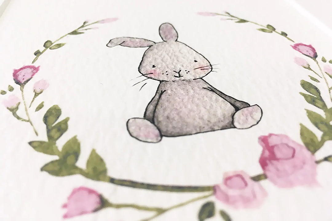 Picture "floral rabbit"-Nursery art-Daisy & Bump-Blue Almonds-London-South Kensington
