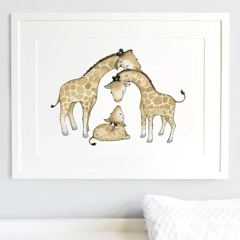 Picture "giraffe family"-Nursery art-Daisy & Bump-Blue Almonds-London-South Kensington