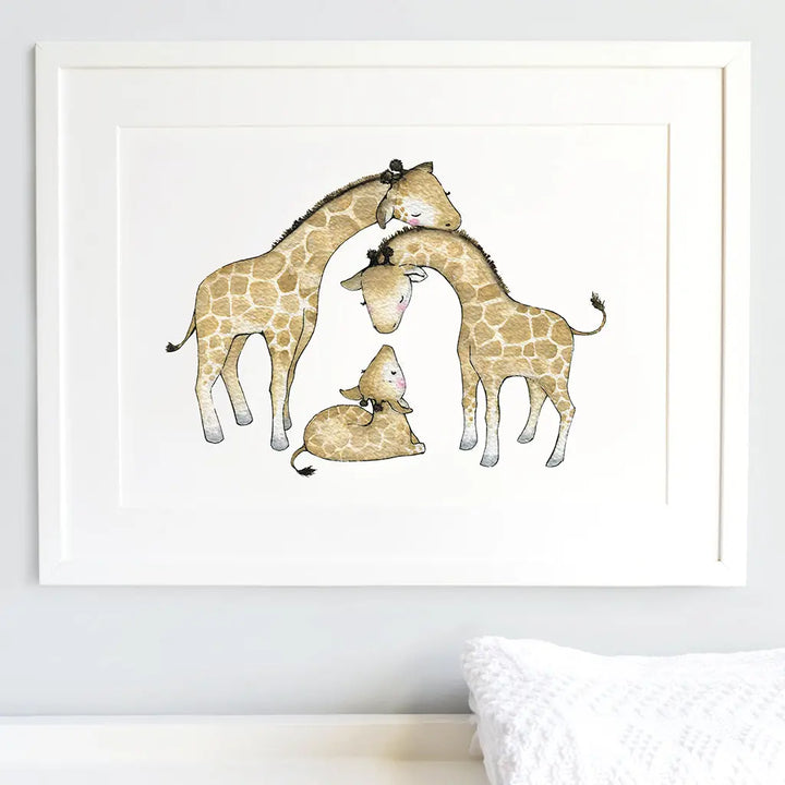 Picture "giraffe family"-Nursery art-Daisy & Bump-Blue Almonds-London-South Kensington