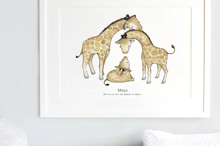 Picture "giraffe family"-Nursery art-Daisy & Bump-Blue Almonds-London-South Kensington