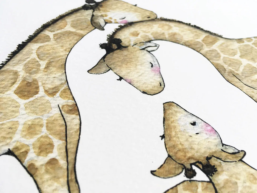 Picture "giraffe family"-Nursery art-Daisy & Bump-Blue Almonds-London-South Kensington