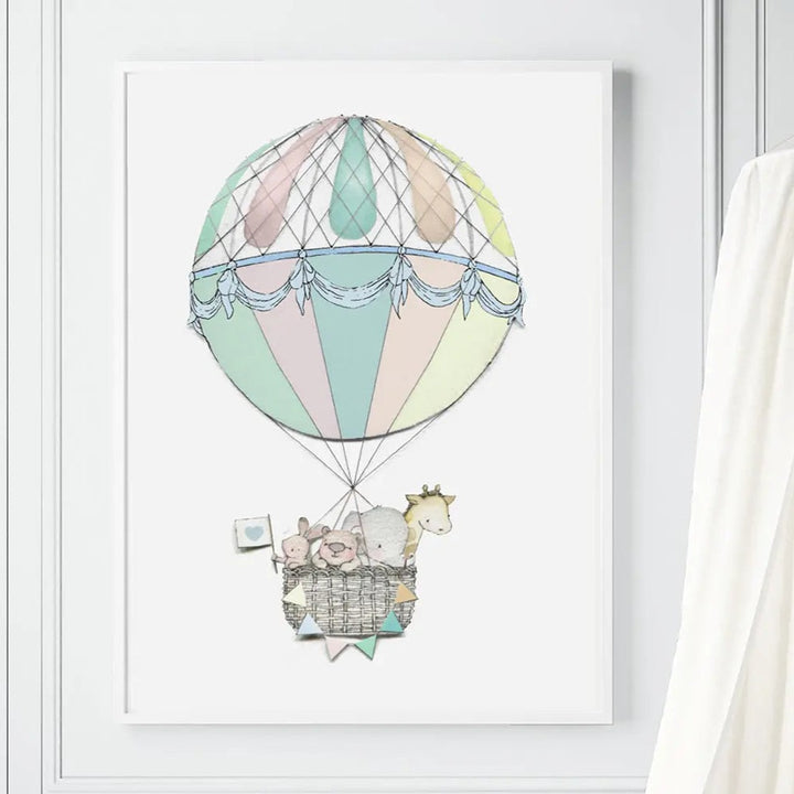 Picture "hot air balloon journey" XL-Nursery art-Daisy & Bump-Blue Almonds-London-South Kensington