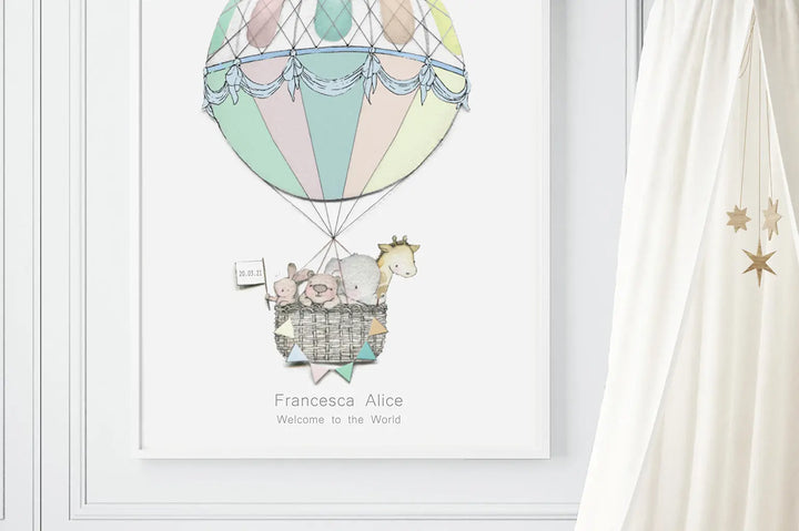 Picture "hot air balloon journey" XL-Nursery art-Daisy & Bump-Blue Almonds-London-South Kensington