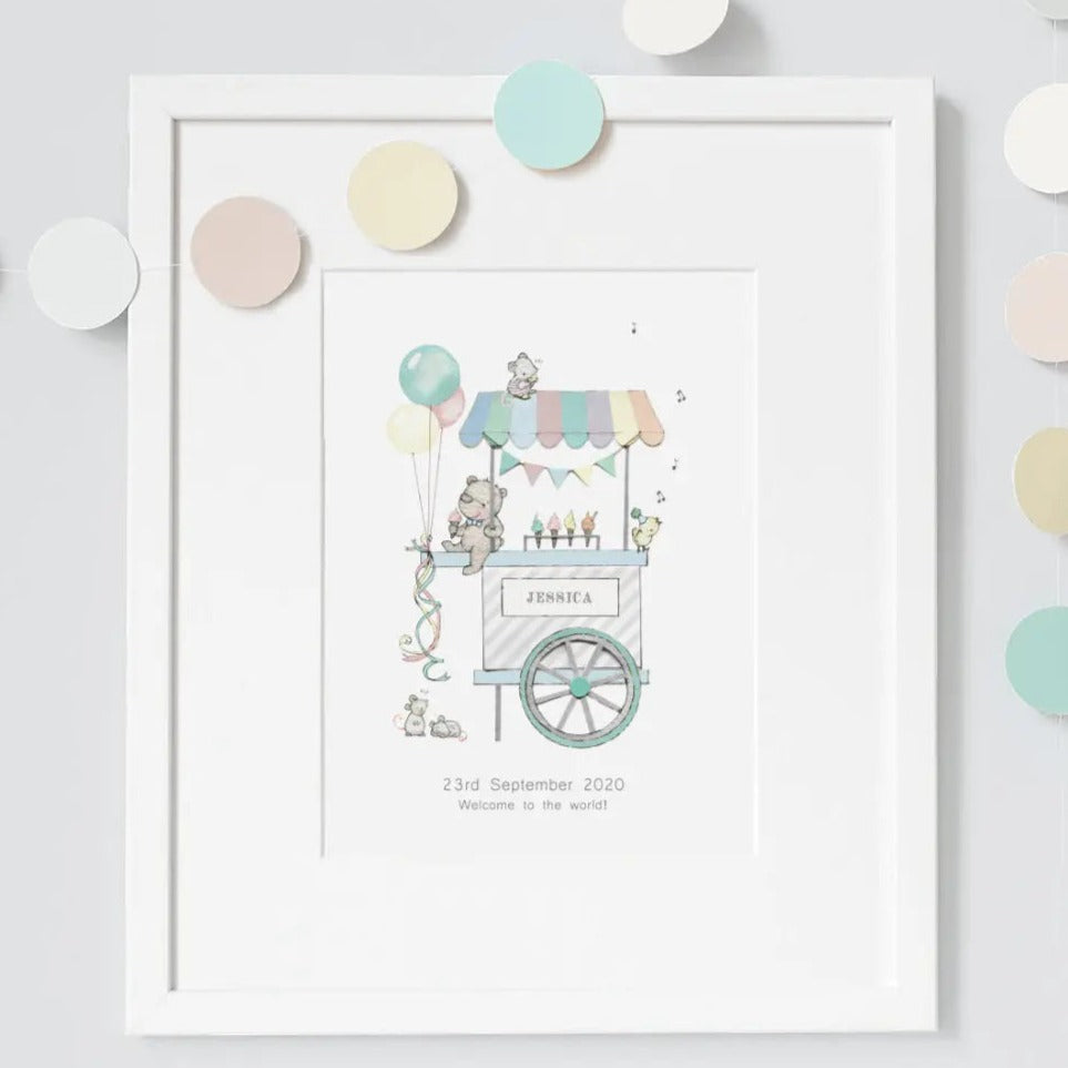 Picture "ice cream cart"-Nursery art-Daisy & Bump-Blue Almonds-London-South Kensington