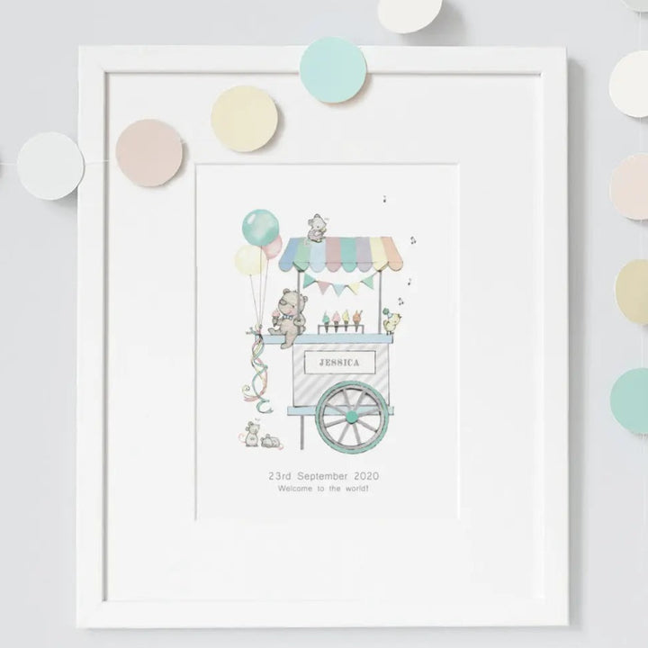 Picture "ice cream cart"-Nursery art-Daisy & Bump-Blue Almonds-London-South Kensington