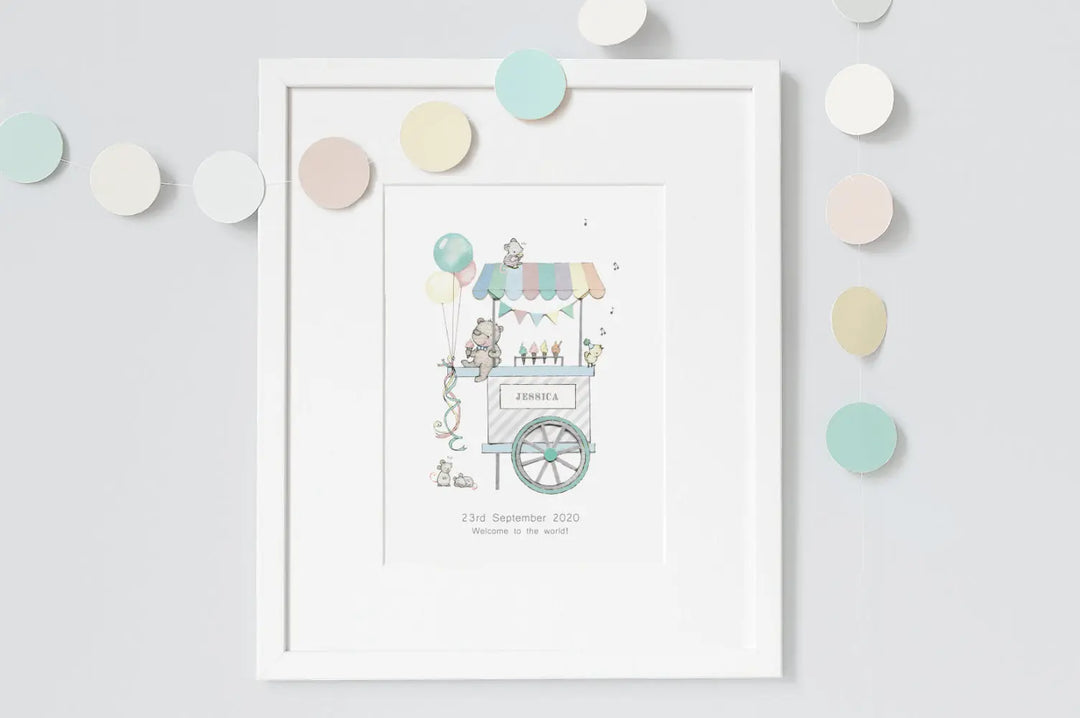 Picture "ice cream cart"-Nursery art-Daisy & Bump-Blue Almonds-London-South Kensington