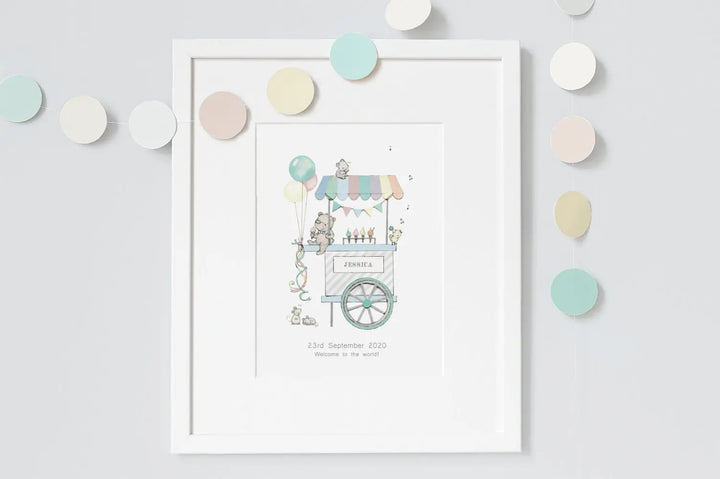 Picture "ice cream cart"-Nursery art-Daisy & Bump-Blue Almonds-London-South Kensington