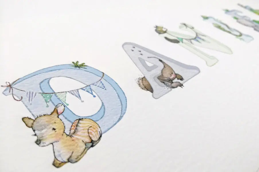Picture "jungle name" blue-Nursery art-Daisy & Bump-Blue Almonds-London-South Kensington