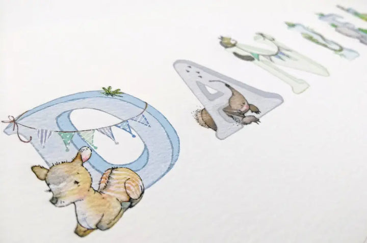 Picture "jungle name" blue-Nursery art-Daisy & Bump-Blue Almonds-London-South Kensington