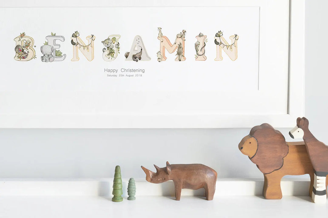 Picture "jungle name" neutral-Nursery art-Daisy & Bump-Blue Almonds-London-South Kensington
