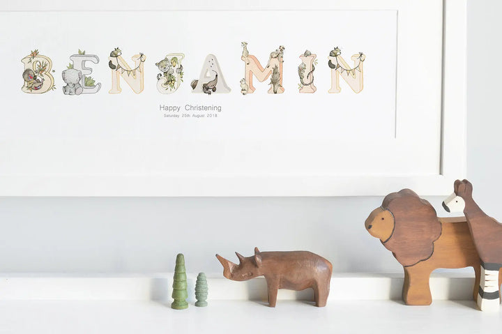 Picture "jungle name" neutral-Nursery art-Daisy & Bump-Blue Almonds-London-South Kensington