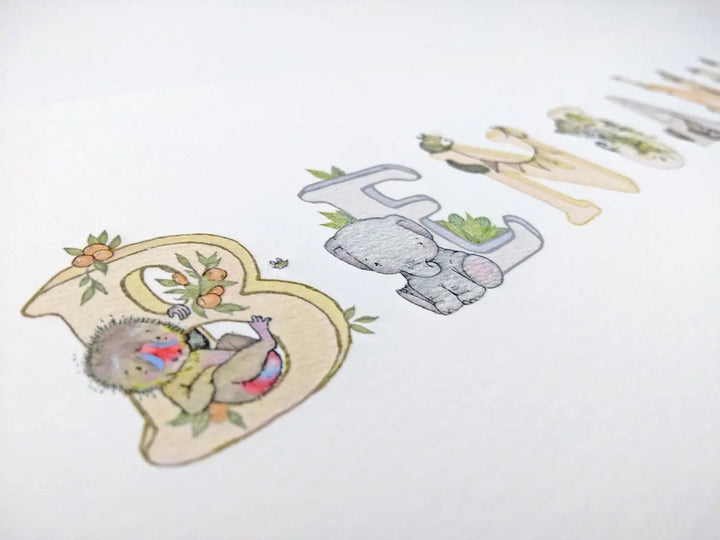 Picture "jungle name" neutral-Nursery art-Daisy & Bump-Blue Almonds-London-South Kensington