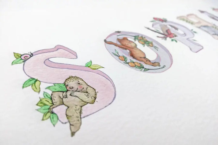 Picture "jungle name" pink-Nursery art-Daisy & Bump-Blue Almonds-London-South Kensington