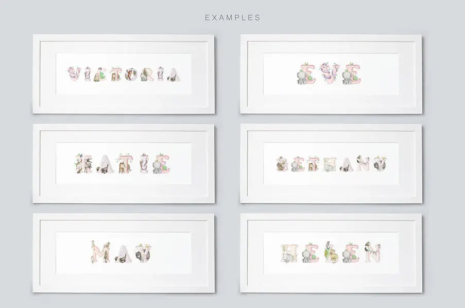Picture "jungle name" pink-Nursery art-Daisy & Bump-Blue Almonds-London-South Kensington