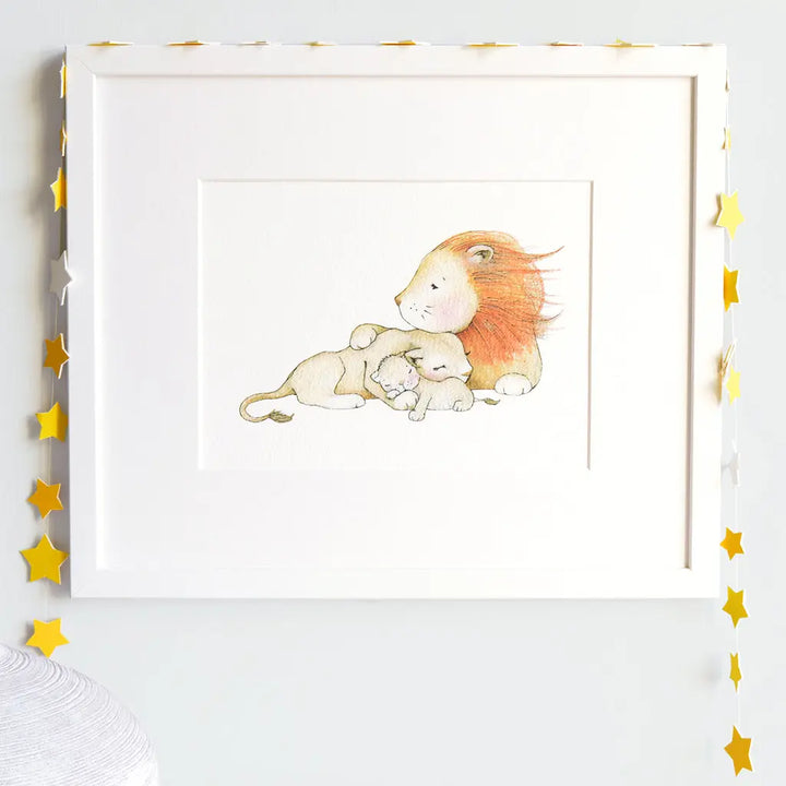 Picture "lion family"-Nursery art-Daisy & Bump-Blue Almonds-London-South Kensington