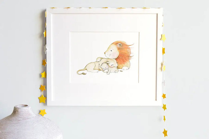 Picture "lion family"-Nursery art-Daisy & Bump-Blue Almonds-London-South Kensington