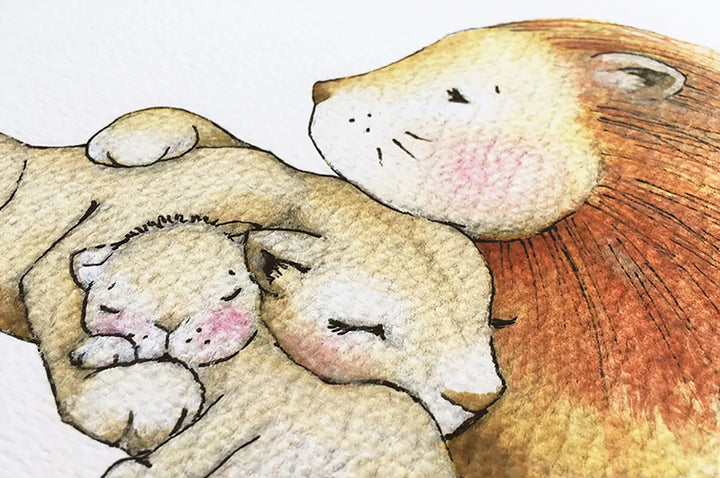 Picture "lion family"-Nursery art-Daisy & Bump-Blue Almonds-London-South Kensington